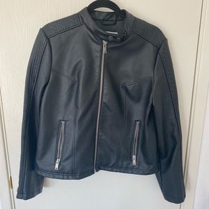 Black Faux-Leather Moto Jacket